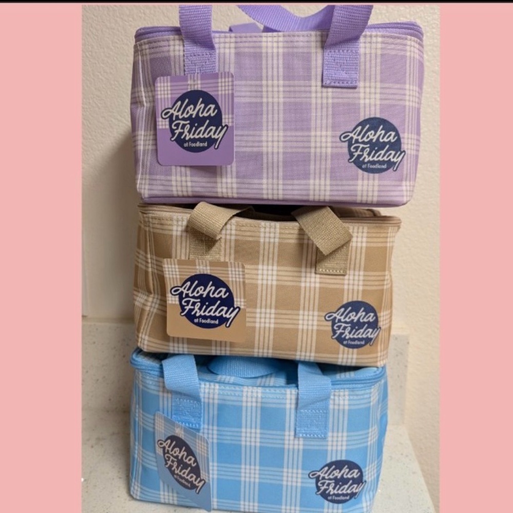 Foodland cooler bags (set of 3) beige, purple, & blue